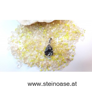 Anhänger Edel-Schungit, Tropfenform, in Silberfassung